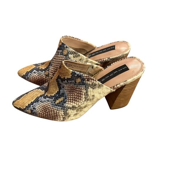 Steven by Steve Madden Nox Snake Python Chunky Block Heeled Mules Sz 8 Womens Fa - Picture 8 of 13